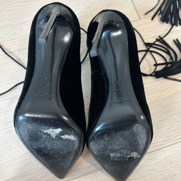 Saint Laurent Black Lace-Up Heels - Picture 5 of 5